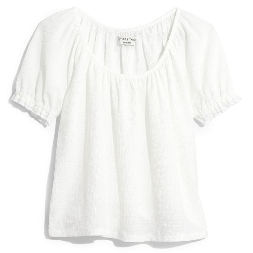 Madewell Texture & Thread Peasant Top Bright Ivory
